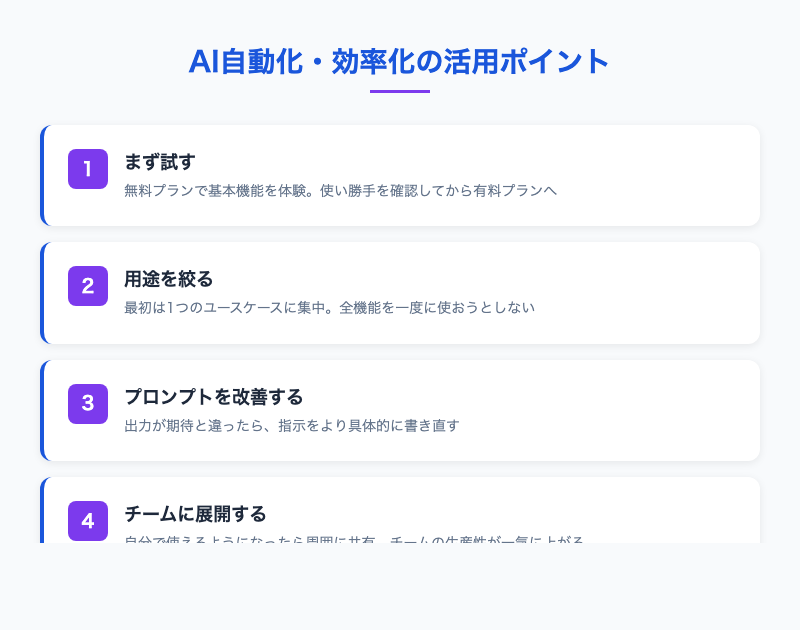 AI自動化・効率化の活用ポイント