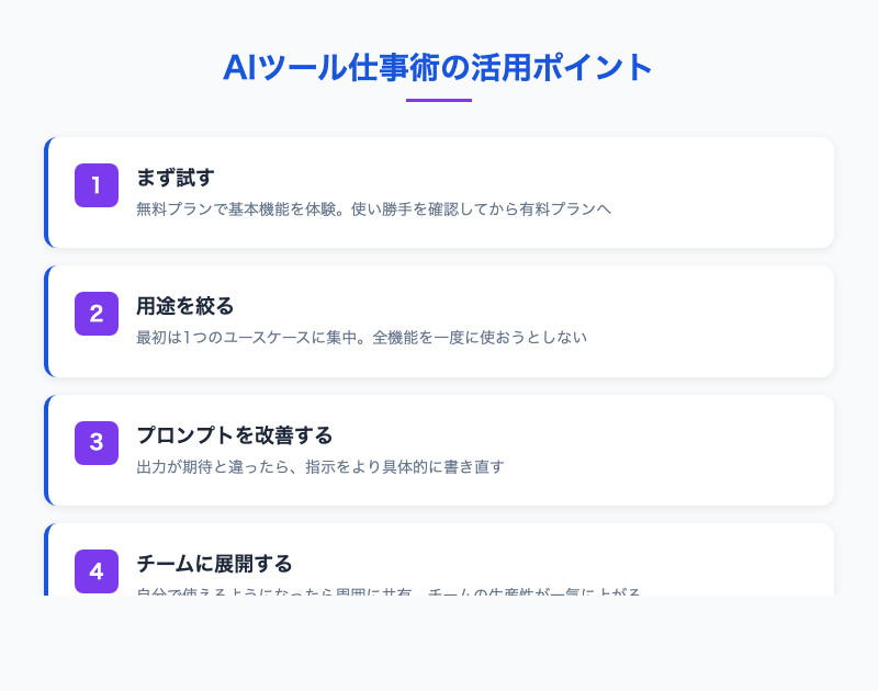 AIツール仕事術の活用ポイント